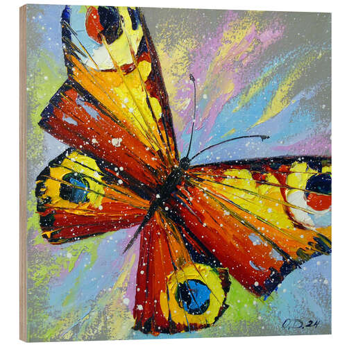 Hout print Butterfly Elegance