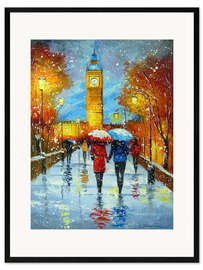 Framed art print Romantic snowfall in London