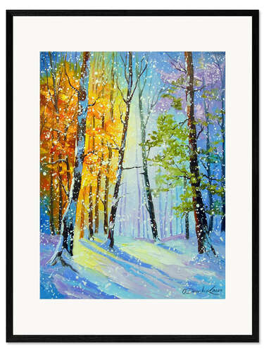 Impressão artística com moldura Morning snowfall in the forest