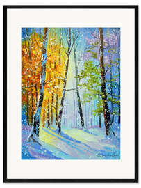 Impression artistique encadrée Morning snowfall in the forest