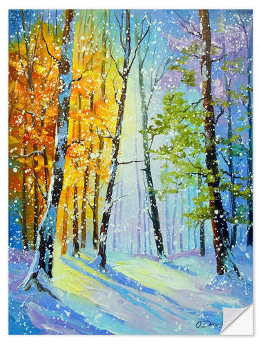 Sticker mural Morning snowfall in the forest