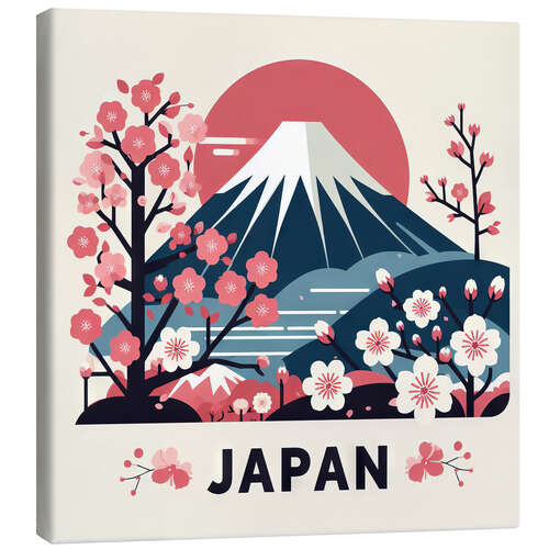 Tableau sur toile Mount Fuji and cherry blossom in Japan