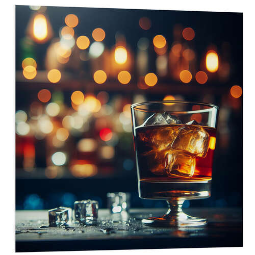 PVC print Glass of whiskey in a night bar