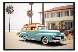 Gerahmter Kunstdruck California Dreaming - Nostalgisches Auto