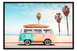 Gerahmter Kunstdruck California Dreaming - Van am Strand
