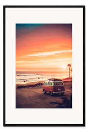 Gerahmter Kunstdruck California Dreaming - Van am Sonnenuntergang