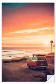 Selvklebende plakat California Dreaming - Van Beach Sunset