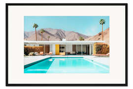 Gerahmter Kunstdruck California Dreaming - Palm Springs Pool in der Wüste