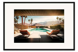 Gerahmter Kunstdruck California Dreaming - Privater Pool in Palm Springs