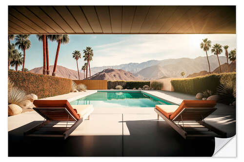 Sticker mural California Dreaming - Palm Springs Private Pool