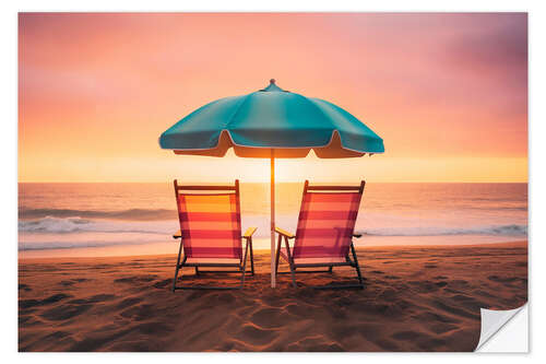 Självhäftande poster California Dreaming - Summer Sunset