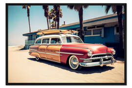 Gerahmter Kunstdruck California Dreaming - Surfer Oldtimer
