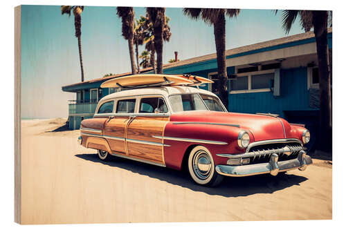 Holzbild California Dreaming - Surfer Oldtimer