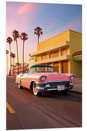 Hartschaumbild California Dreaming - LA Pink Cadillac