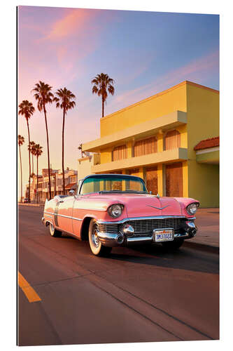 Quadro em plexi-alumínio California Dreaming - LA Pink Cadillac