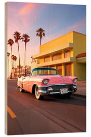 Tableau en bois California Dreaming - LA Pink Cadillac