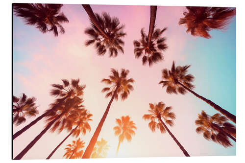 Stampa su alluminio California Dreaming - Beverly Hills Sunset Palms