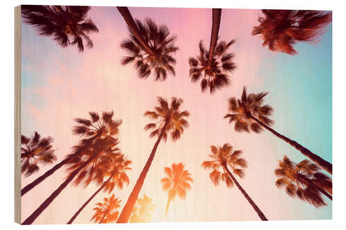 Wood print California Dreaming - Beverly Hills Sunset Palms