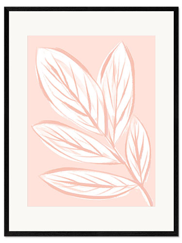 Ingelijste kunstdruk Modern Pink Leaves