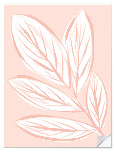 Selvklebende plakat Modern Pink Leaves