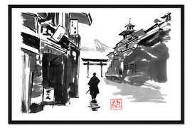Gerahmter Kunstdruck Samurai in der Stadt
