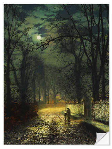 Selvklebende plakat A moonlit lane