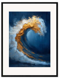 Ingelijste kunstdruk Golden Wave I
