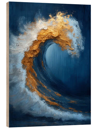 Tableau en bois Golden Wave I