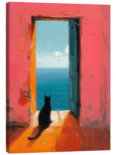 Canvas print Cat starring at the sea