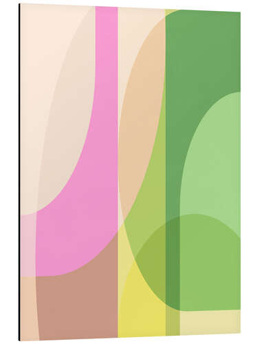 Aluminium print Abstract Geometric Shapes in Pink and Green