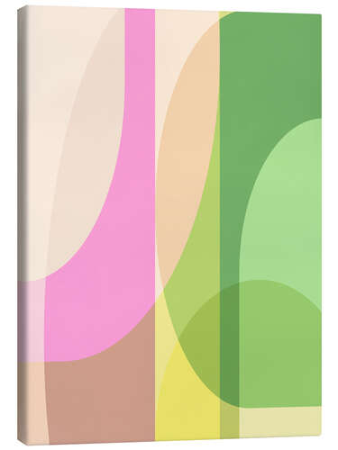 Canvastavla Abstract Geometric Shapes in Pink and Green