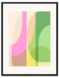 Impression artistique encadrée Abstract Geometric Shapes in Pink and Green