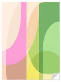 Sticker mural Abstract Geometric Shapes in Pink and Green