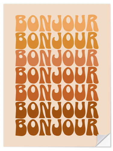 Sticker mural Bonjour Groovy 70s