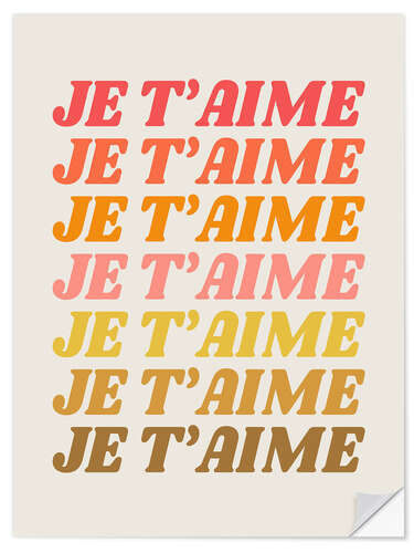 Selvklebende plakat Je t'aime