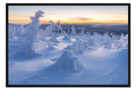Gerahmter Kunstdruck Blick über das winterliche Erzgebirge
