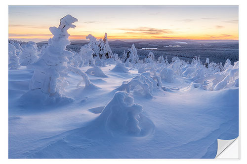 Sticker mural View over the wintry Ore Mountains