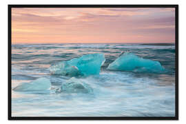 Gerahmter Kunstdruck Gletschereis in der Morgendämmerung