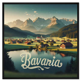 Gerahmter Kunstdruck Bayerische Landschaft, Deutschland