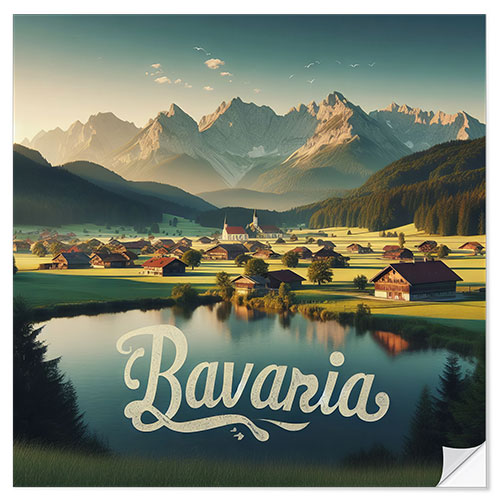 Selvklæbende plakat Bavarian countryside, Germany