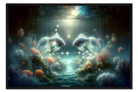 Gerahmter Kunstdruck Das Sternzeichen Fische im Tierkreis