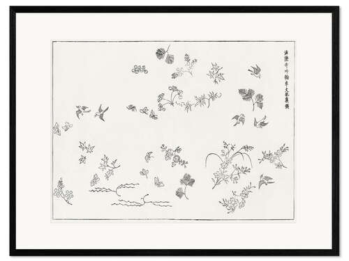 Impression artistique encadrée Yatsuo No Tsubaki - Birds & Butterflies