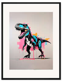 Gerahmter Kunstdruck Dinosaurier Street Art