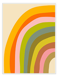 Tavla  Colourful Abstract Rainbow - apricot and birch