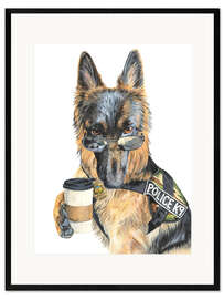 Gerahmter Kunstdruck K9 Police Coffee