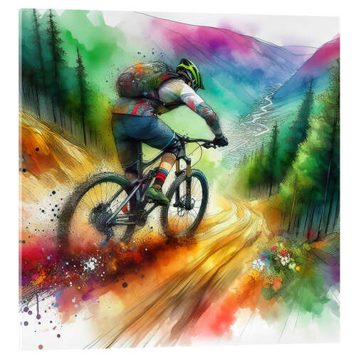 Acrylic print Mountain bike down the valley