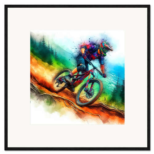 Impression artistique encadrée Mountain bike downhill I