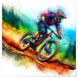 Sticker mural Mountain bike downhill I