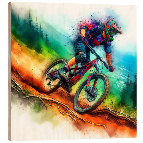 Obraz na drewnie Mountain bike downhill I