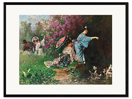 Stampa artistica con cornice Romance under the blossom tree